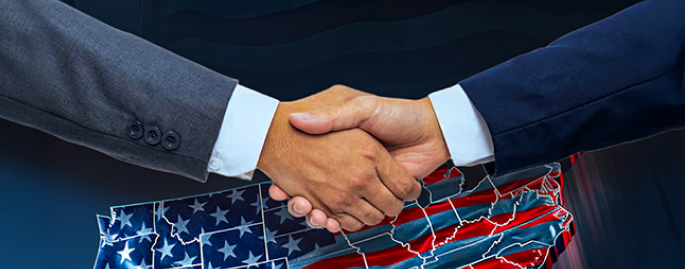Handshake over a map of the United States — winning federal government contracts with SAMstream
